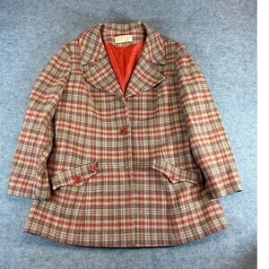 VINTAGE 70s Pendleton Coat Jacket Womens 20 Plaid Tweed Virgin Wool USA Retro